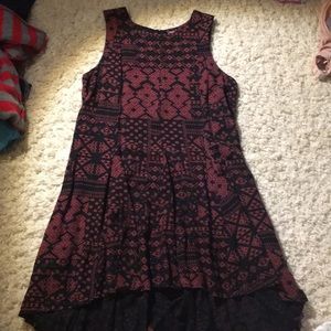 Beautiful Muted Brick Red & Black Tunic Dress